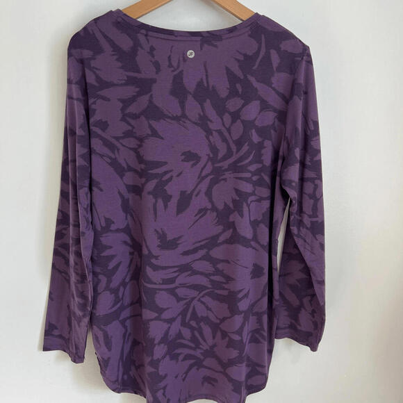 Joe Fresh Active Women’s XL Purple Floral Print Long Sleeve T Top Athleisure - Picture 7 of 9